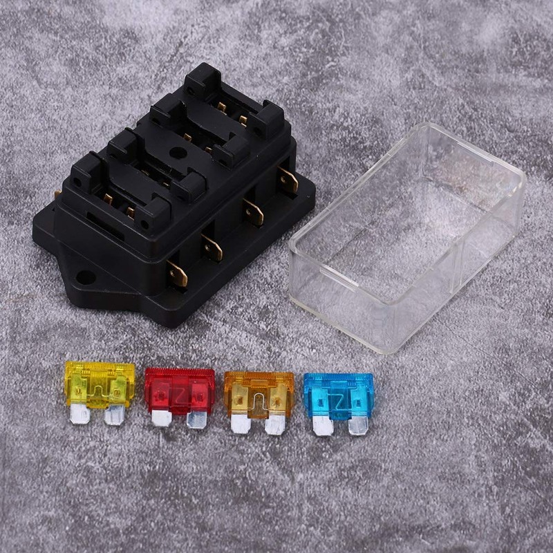 Fuse Holder Dustproof Fuse Block Black 1-40A Medium Blade for