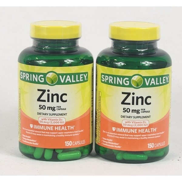 Spring Valley Zinc w/Vitamin D3 50 mg 300 Capsules Immune