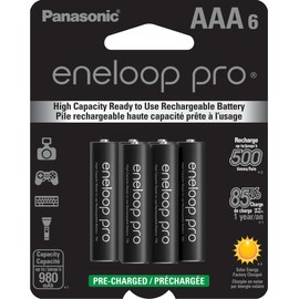 Eneloop Panasonic BK-4HCCA6BA pro AAA High-Capacity Ni-MH Pre-Charged Rechargeable Batteries, 6-Battery Pack