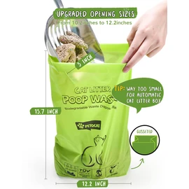 Cat Litter Bags for Poop Biodegradable Cat Waste Disposal Bag Leakproof Durable and Unscented Large to Fit Any Scoop Strengthen Dog Poop Bag- 100 Count