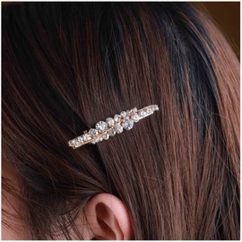 Cimenexe Bohemian Crystal Hair Clip Leaf Cz Hair Barrette Rhinestone Hair Pins Clips Gold Leaf Hairpin Bridal Headwear Decorative Wedding Hair Clip Hair Accessories Jewelry for Women and Girls