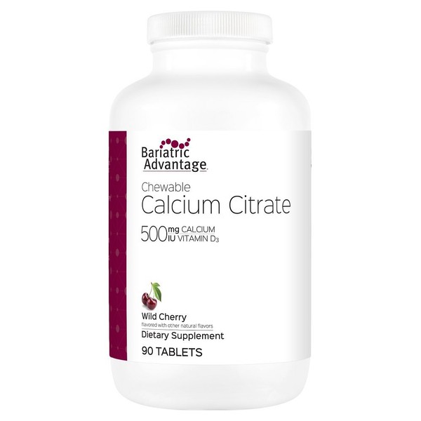Bariatric Advantage - Calcium Citrate Chewable (500mg) - Wild Cherry, 90 Tablets