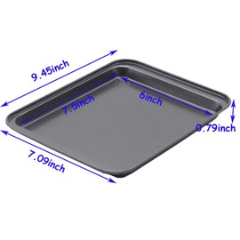 HYTK Small Baking Sheet Nonstick 9.45 X 7.09 Inch (Inner 7.5x6), 8 Inch Mini Cookie Tray Toaster Conventional Oven Pan No Warp No Rust Magnetic Bakeware for 1 to 2 person 2 Pack
