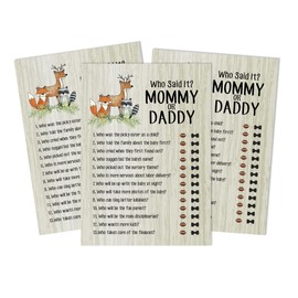 Inkdotpot Who said it Game Mommy Or Daddy 50 Sheet Fun Baby Shower Game Its A Boy Its A Girl Jungle Animals Party Supply