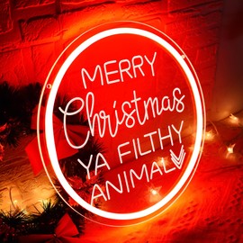 Merry Christmas Neon Sign for Wall Decor,Christmas LED Sign Light,Christmas Led Light for Christmas Party,Bedroom Wedding,Bar,Christmas Decor,Size 12.6 * 12.6 inch(D258)