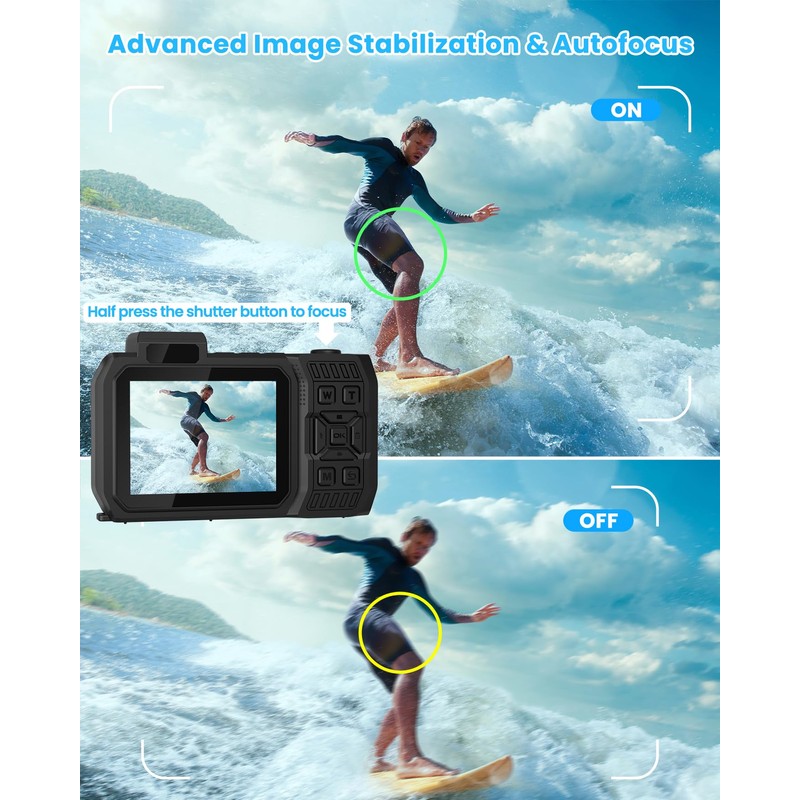 MOREXIMI 33FT Underwater Camera, 4K 65MP Waterproof Camera, Underwater Camera