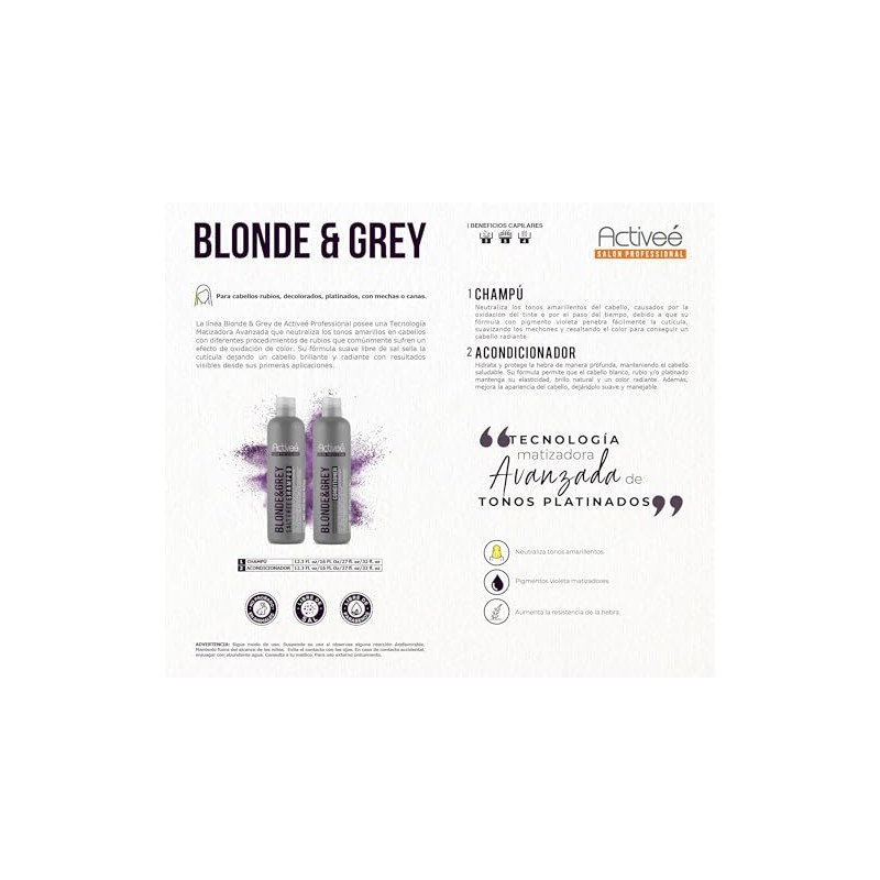 Tratamiento Capilar Activee Professional Blonde & Grey Reduce la Oxidacion