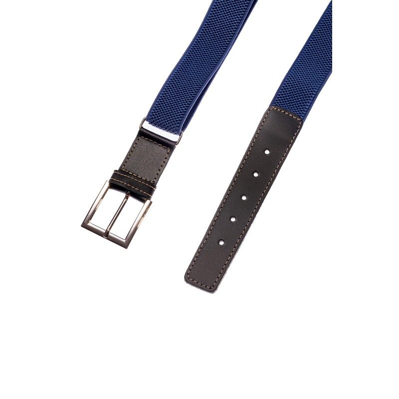 Junior/Childrens 5-15 Years Adjustable Elasticated Belt with Buckle/Leather Fittings. Blue