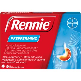 Rennie Peppermint Relieves Heartburn and Acid-Related Stomach Discomfort, 36 Chewable Tablets