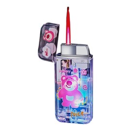NIVEK Light Up Glow in The Dark Lighter Kitty KT Cat Melody Kulomi Japanese Character Kawaii Pink Flame Jet Torch Refillable Gift Novelty (Strawberry Bear)