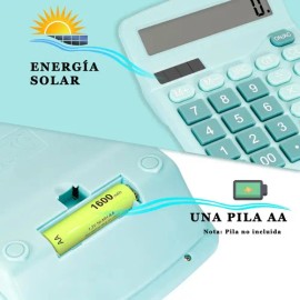 Calculadora Electrónica 12 Dígitos Computadora,energía Solar Color Azul Claro