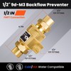 1/2" 9D-M3 Backflow Preventer, Brass Dual Check Valve with Intermediate
