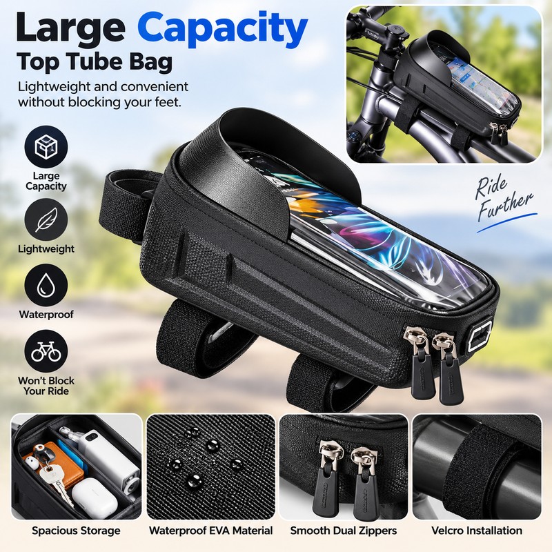 Bicycle Frame Bag for Phone & Essentials Storage – EVA