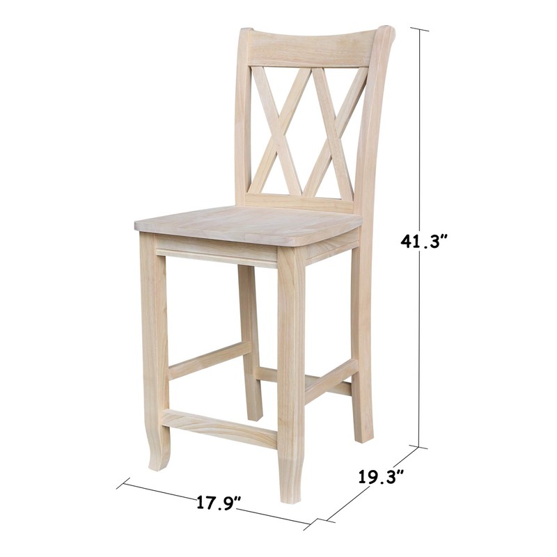 IC International Concepts 24" H Double X-Back Counter Height Stool