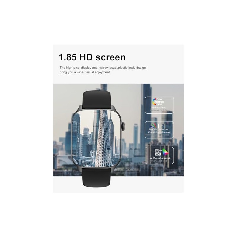 LOLO Smartwatch Hombre y Mujer Reloj Inteligente Negro Impermeable