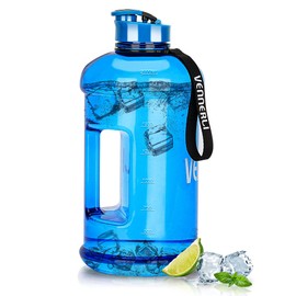 VENNERLI Half Gallon Water Bottle 100% Leak proof BPA Free 2.2L Reusable Durable big Water Gym Jug with Handle Flip Cap for Camping Sports Workouts Hiking Outdoors 2.2Litre (Blue)