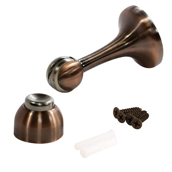 Rok Hardware Magnetic Door Stop Holder 3 Inches (Brushed Antique