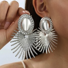 Classy Trendy Statement Earrings for Women A1157 (Silver)