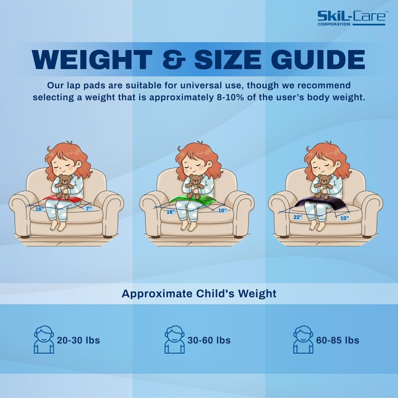 Skil-Care Weighted Rectangular Lap Pad Blue Gel, 7lbs - Vinyl