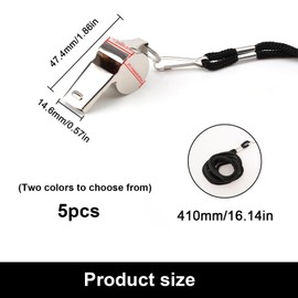 0XBIT Referee Whistle, 3 Pieces Silver and 2 Pieces Gold Signal Whistle, with Removable Lanyard, Loud and Clear Sound, Whistles for Trainers, Referees and Sports