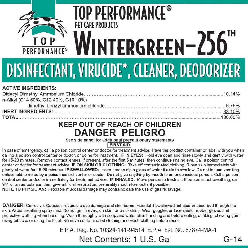 256 Pet Disinfectant Color: Wintergreen 128 fl oz