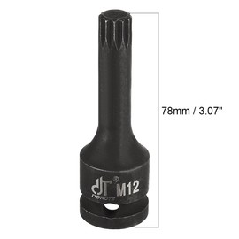 TOP-VIGOR Impact Triple Square Spline Bit Socket, 1/2" Drive x M12 (12mm) Key Socket, Premium Cr-Mo Steel Bits, 3" Length Bit with O-Ring and Dowel Pin for Ratchet Wrench, Impact Power Drill