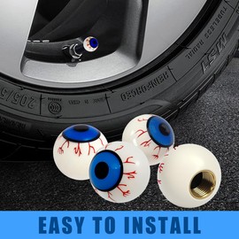 QILISEN Car Tire Valve Stem Caps 4 Pack, Valve Stem Covers with Funny Eyeball Shape Design, Dustproof and Air Leakage Proof, Tire Air Caps for Cars, Trucks, SUVs