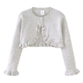 PythJooh Baby Girls Long Sleeve Bolero Cardigan Shrug Kids Wedding Frilly Knit Shrug Cover Up 1-9Years Grey