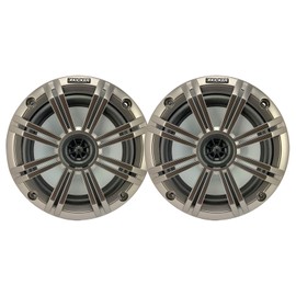 KICKER 6.5" 195 Watt Max Power Marine OEM Replacement Boat Audio Speakers (Pair) with Silver Grilles