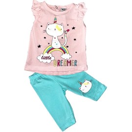 Generisch Baby Girls' Unicorn Summer Set T-Shirt with Short Leggings 100% Cotton Blouse Size 68-92, pink