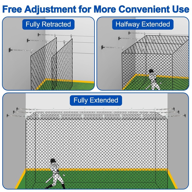 Batting Cage Cable Kit for 20FT, Retractable Batting Cage Wire