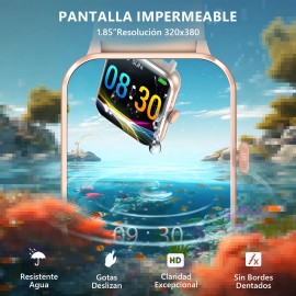 Reloj Smartwatch Mujer Hombre, 1.85 Smart watch, Notificación De Mensajes, Ios/android Smartwatches, Deportivo Salud, Lcd Fitness Bluetooth Color De La Caja Rosa