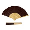 Parev Brown Paper Foldable Hand Held Bamboo Wooden Fan