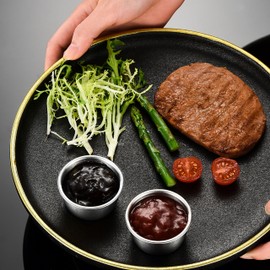 LEKAYIHU 10 Pcs Salad Dressing Container To Go 304 Stainless Steel Dipping Sauce Cup for Kitchen Office Travel Barbecue Part (10)