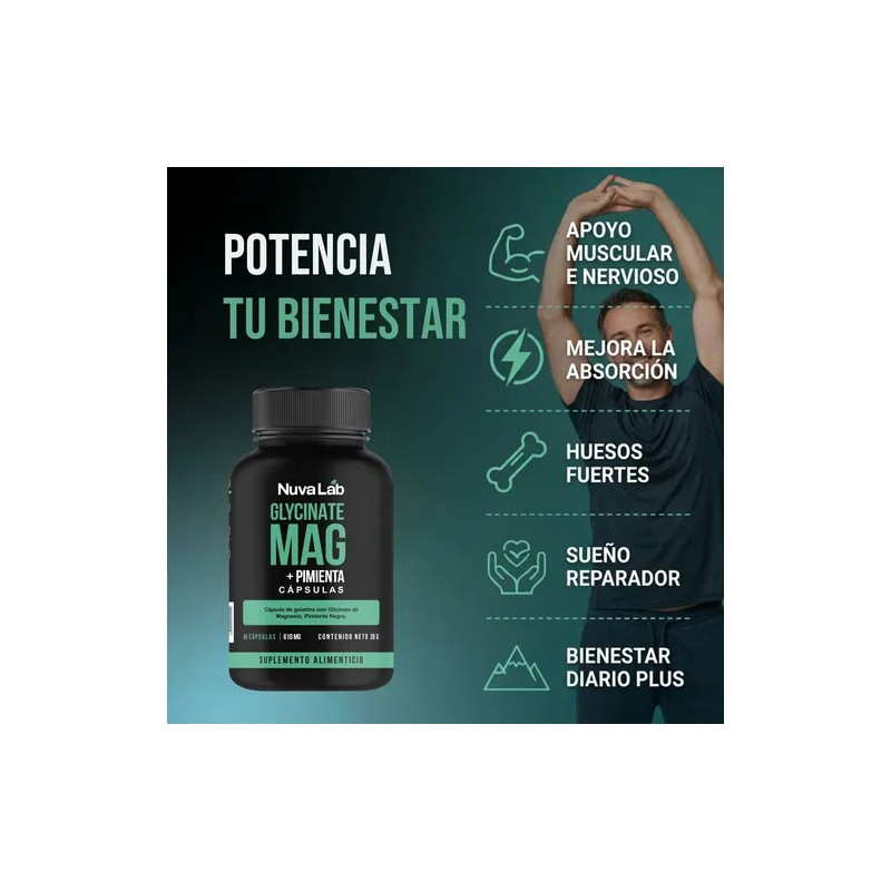 Glicinato Magnesio Pimienta Negra Caps 610mg Nuvalab