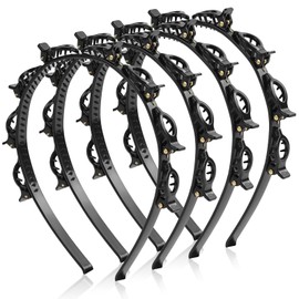 LOPHE 4PCS Clip Headbands Double Bangs Hairstyle Hairpin, Teeth Comb Hair Hoop Headband With Clips Attached, Non-Slip Multi-Layer Hollow Woven Double Layer Twist Plait DIY Headband for Women Girls