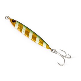 Single Pack 40g Vertical Casting Jig Set with Super Sharp Treble Hooks, Green-Yellow-Stripe - Saltwater & Freshwater Compatible