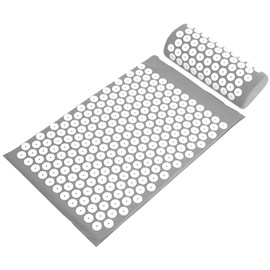 Fitvids Acupressure Mat and Pillow Set for Back/Neck Pain, Acupuncture Products to Relieve Muscle Fatigue, Improve Insomnia for Sedentary People, Acupuncture Eases Stress, Massage Mat, Grey