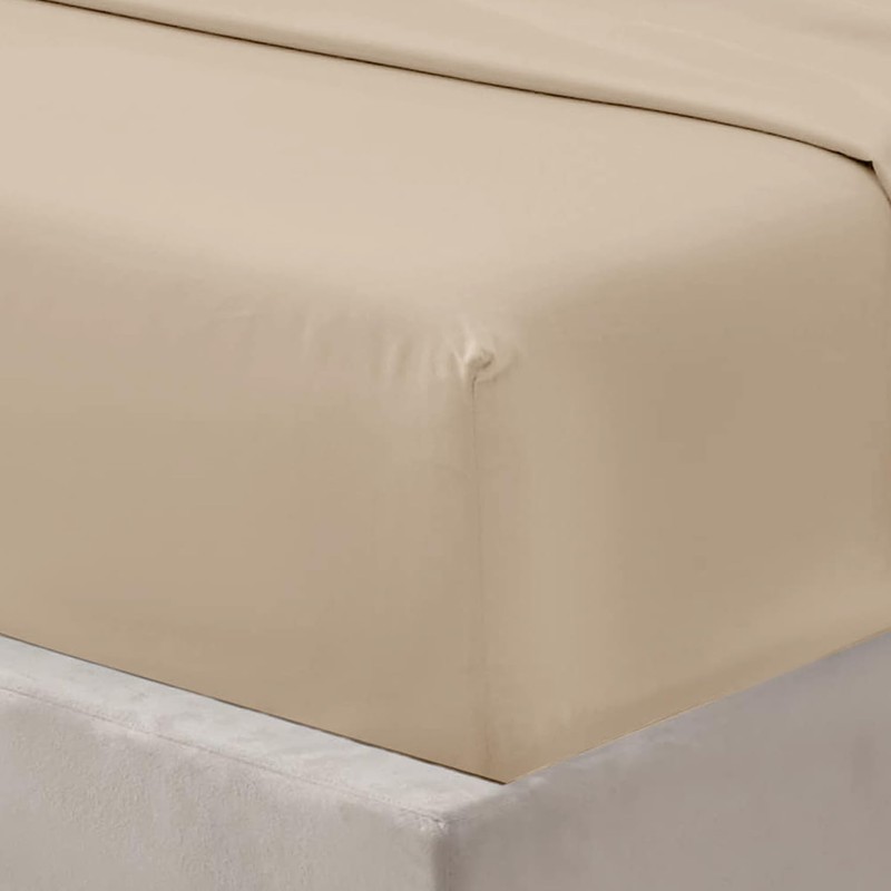 Oxford Homeware Beige Single Fitted Sheets -100% Brushed Microfibre 1800