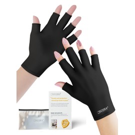 jozidea UV Gloves for Gel Manicures, UPF50+ UV Protection Gloves, Fingerless Design for Nails Protect Hands Anti Sun and UVA UVB light(Black-Regular Size)