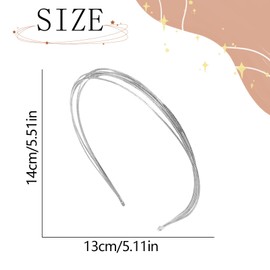 AIUPUOC Metal Headbands for Women Gold Headbands Silver Hair Accessories Thin Wire Headband Elegant Hair Band French Hair Clip for Hair Styling (Silver, Average)