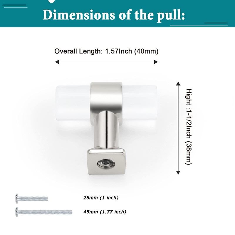 Orger Acrylic Cabinet Knobs 15 Pack Single Hole Drawer Knobs