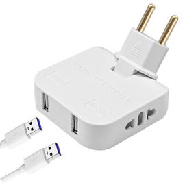 Momowin Multi-socket flat plug, USB socket, US and European adapter, 180° rotatable, flat plug socket, space-saving, suitable for travel and home use