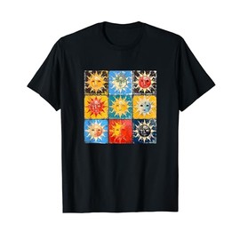 Sun Faces 70s Art Abstract Aesthetic Women Teens Kid Graphic T-Shirt