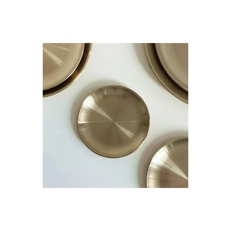 Titanium Set of 2 -Titanium Gold Round Plate 6.7"– Durable,