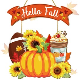 Fall Thanksgiving Door Sign, Wooden Harvest Decorations, Indoor Outdoor Farmhouse Porch Decor (3)