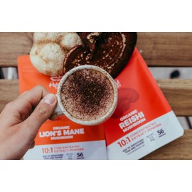 HYBRID HERBS – ORGANIC LIONS MANE MUSHROOM | 10:1 Extract Powder Lion’s Mane | Natural Nootropic Supplement for Focus, Concentration, Cognitive Brain Boost | Hericium Erinaceus | 56 Servings (56g)