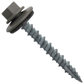 Metal Roofing Screws: (250) 10 x 1-1/2" Pewter Gray/Slate Gray Hex Head Sheet Metal Roof Screw. Self Starting Metal to Wood siding Screws. EPDM Washer. Colored Head