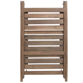 MyGift Rustic Brown Wood Design 2 Tier Freestanding Foldable Shelf Rack/Decorative Planter Pot Display Stand