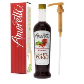 Amoretti - Wild Strawberry Rhubarb Craft Puree® 9 lbs - Perfect for Brewing, Cocktails, and other Beverages, Made of Real Fruit, No Preservatives, Filtered, Super Concentrated, Fully Pasteurized, TTB Registered